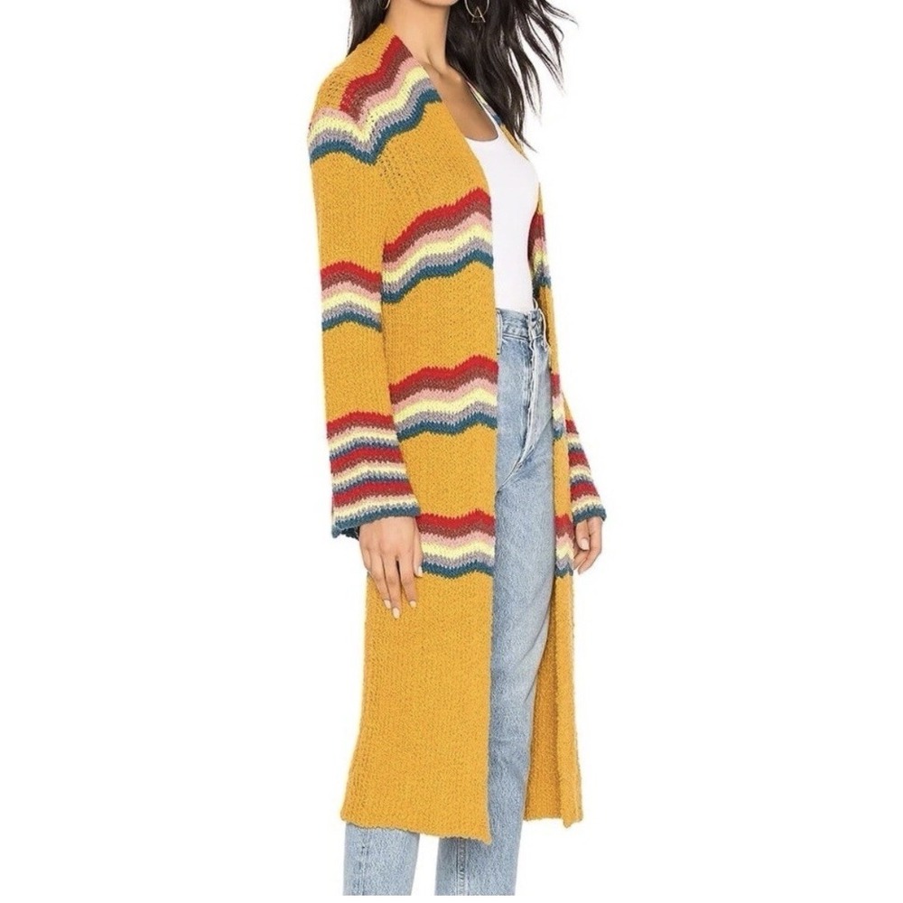 Free People Winding Road multi stripe knit cardigan Women's Size XS Long Boho
